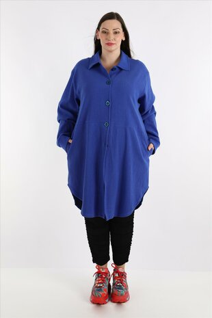 Blouse-jas Rinna blauw, in afgeronde vorm 
