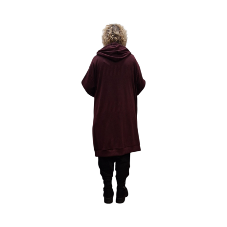 Oversized-capuchon-vest-jack,-ongevoerd-bordeaux-Stitch