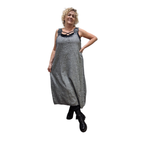 Overgooier grijs stonewashed mouwloos