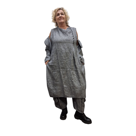 Ballonjurk grijs stonewashed mouwloos