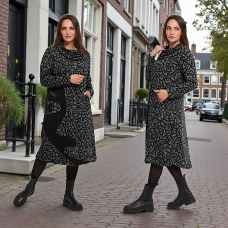 Seriva jurk grijs/zwart