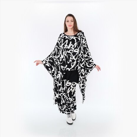 Ruim vallend shirt Tamia Plain zwart-wit 