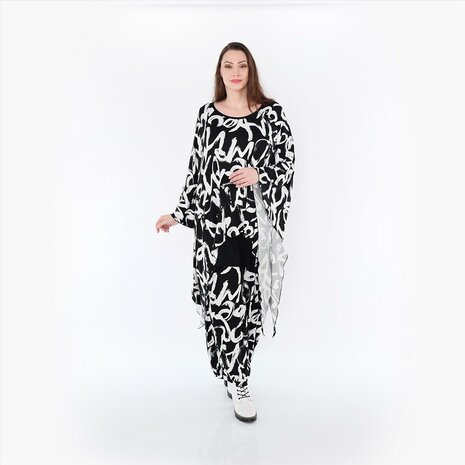 Ruim vallend shirt Tamia Plain zwart-wit 