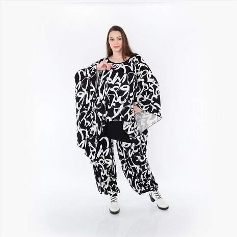 Ruim vallend shirt Tamia Plain zwart-wit 