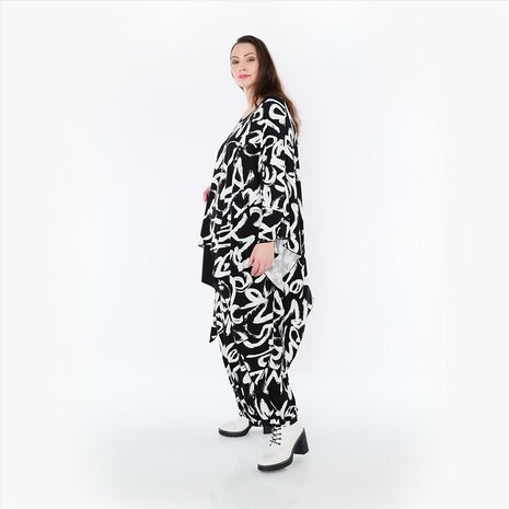 Ruim vallend shirt Tamia Plain zwart-wit 