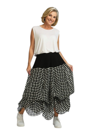 Rok Violla in ballonvorm zwart/wit