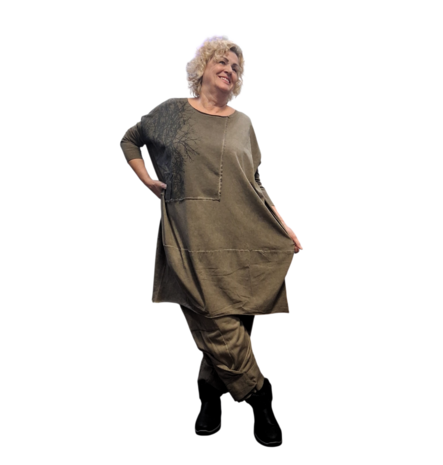 Luuka-lange-tuniek-/-jurk-met-print zand