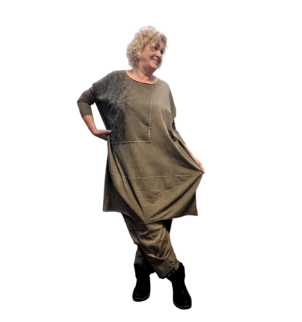 Luuka-lange-tuniek-/-jurk-met-print zand