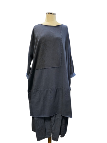 Luuka-lange-tuniek-/-jurk-met-print navy