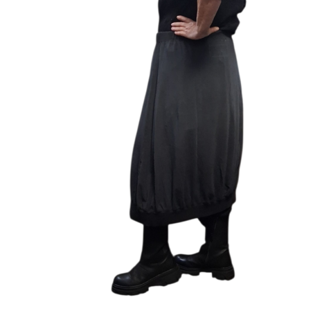 Ballonrok grijs met asymmetrische zoom stonewashed