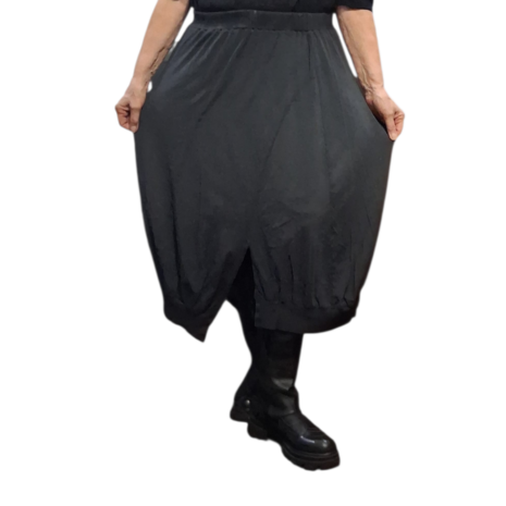 Ballonrok grijs met asymmetrische zoom stonewashed