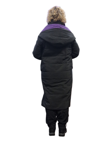 Mantel aan 2 kanten te dragen zwart of paars 3delig