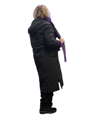 Mantel aan 2 kanten te dragen zwart of paars 3delig