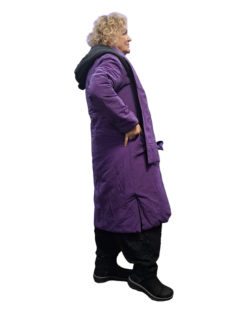 Mantel aan 2 kanten te dragen zwart of paars 3delig