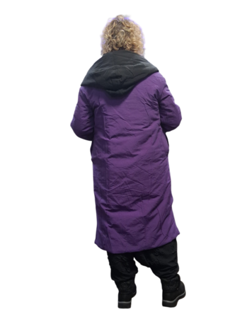 Mantel aan 2 kanten te dragen zwart of paars 3delig