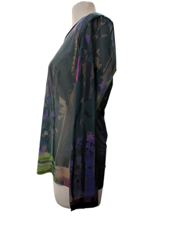 Shirt Luuka groen print mesh stof