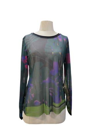 Shirt Luuka groen print mesh stof