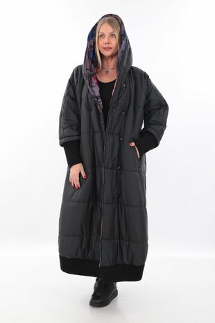 Mantel aan 2 kanten te dragen zwart of print