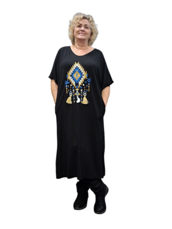 Jurk Thom B zwart  met borduursel