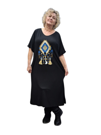 Jurk Thom B zwart  met borduursel