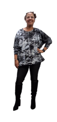 Stoere sweater zwart/wit