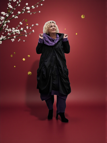 Aparte jas-mantel-zwart