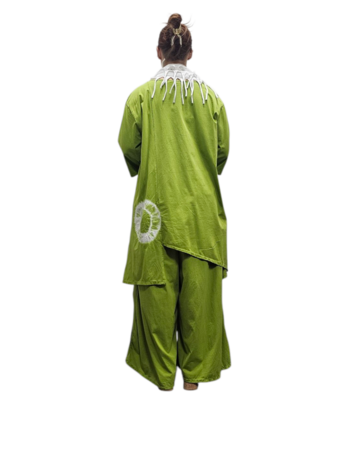 Tuniek asymmetrisch batikprint groen