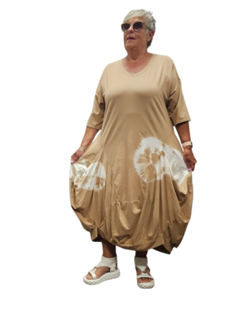 Ballonjurk A-lijn batikprint mokka