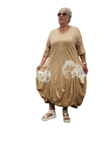 Ballonjurk A-lijn batikprint mokka