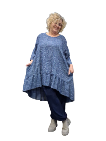 Olivia-ruim-Shirt,-Bloemen blauw