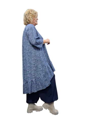 Olivia-ruim-Shirt,-Bloemen blauw