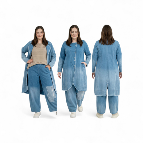 'Sky' Mantel &ndash; Premium Spijkerstof, Ombre-wassing & Rekbaar