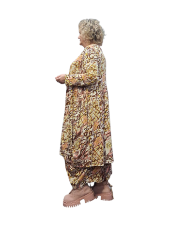 Jurk Sakia Cognac-Rose-met  print