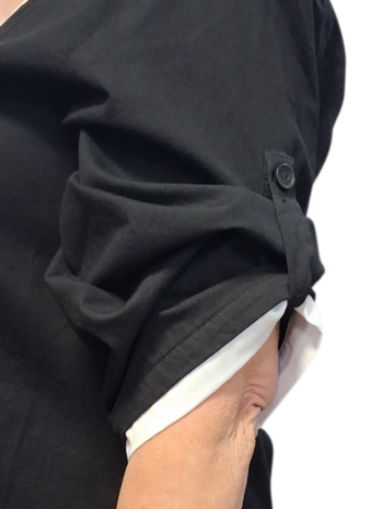  Kekoo A lijn blouse/jasje  zwart met witte details