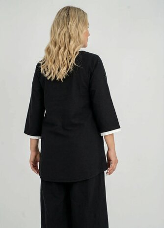  Kekoo A lijn blouse/jasje  zwart met witte details