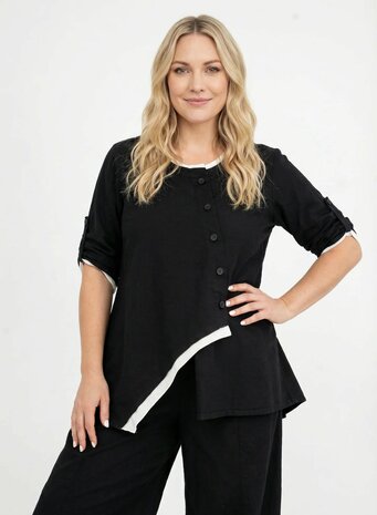 Kekoo A lijn blouse/jasje  zwart met witte details