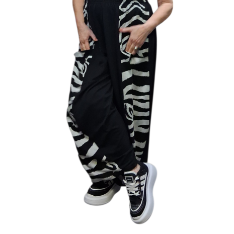 Broek Lina zwart met print