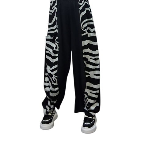 Broek Lina zwart met print