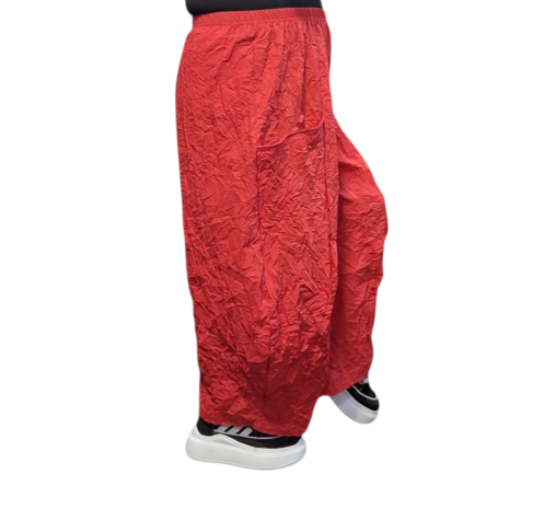 Broek crushed rood gekreukte look 