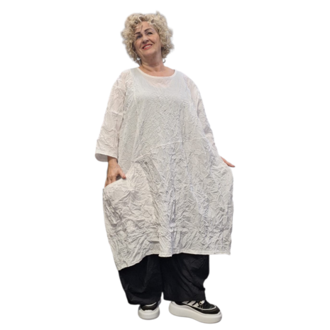 Jurk crushed wit gekreukte look 