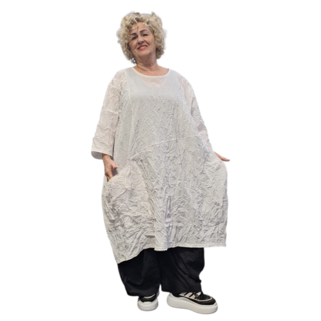 Jurk crushed wit gekreukte look 