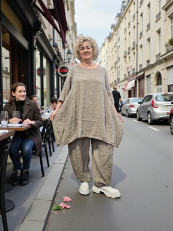 A-lijn tuniek taupe100%-linnen 