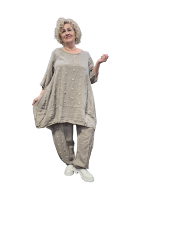 A-lijn tuniek taupe100%-linnen 