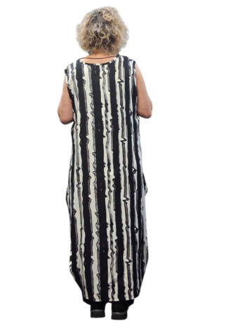 Mouwloze jurk Zas in ballonvorm zwart/wit