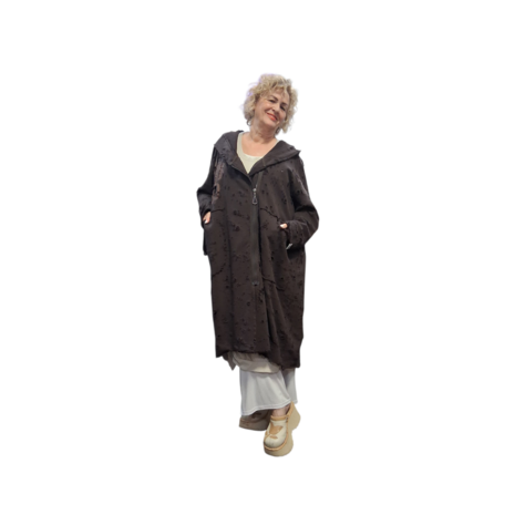 Aparte jas kastanje met capuchon 