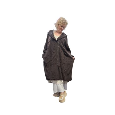 Aparte jas kastanje met capuchon 