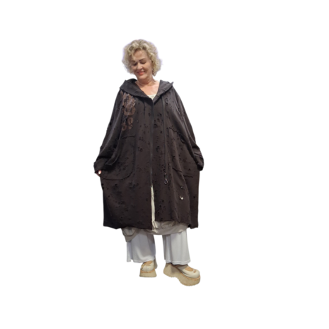 Aparte jas kastanje met capuchon 