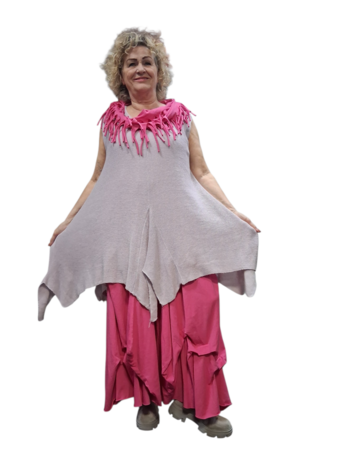 Mouwloze tuniek  gebreid  roze