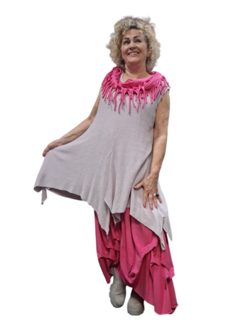 Mouwloze tuniek  gebreid  roze