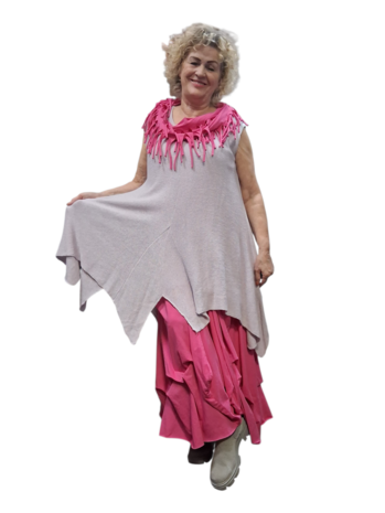 Mouwloze tuniek  gebreid  roze